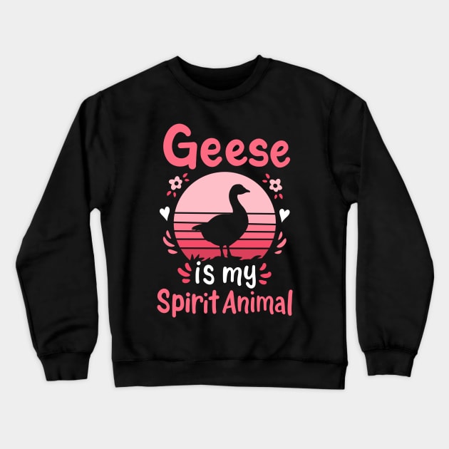 Geese Spirit Animal Retro Crewneck Sweatshirt by KAWAIITEE